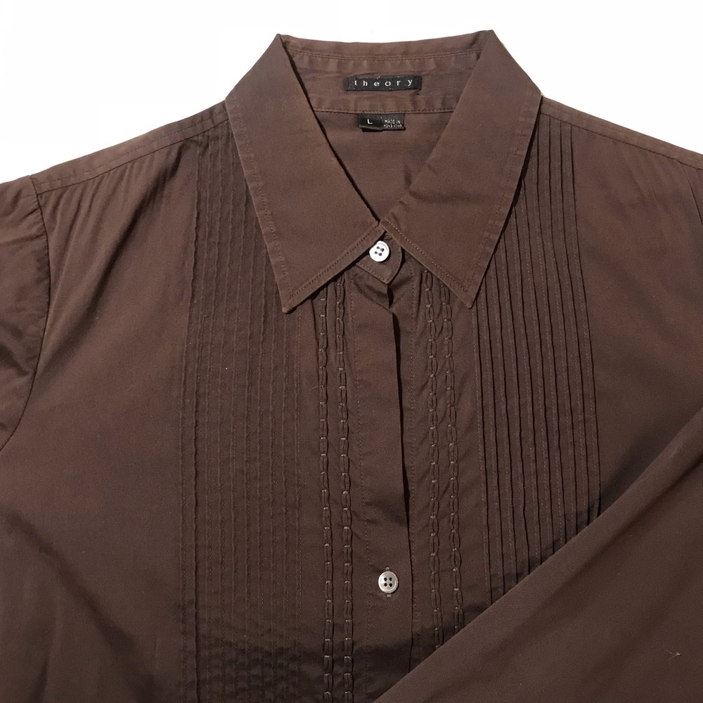 Theory button down shirt in Brown